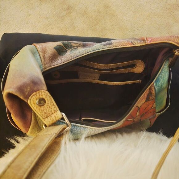 ANUSCHKA HAND PAINTED LEATHER SATCHEL/SHOULDER BAG - Picture 6 of 8